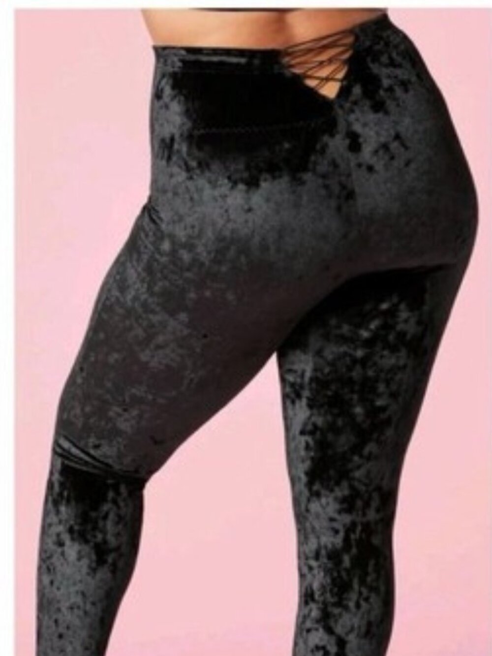 YITTY Black Crushed Velvet Leggings Shapewear